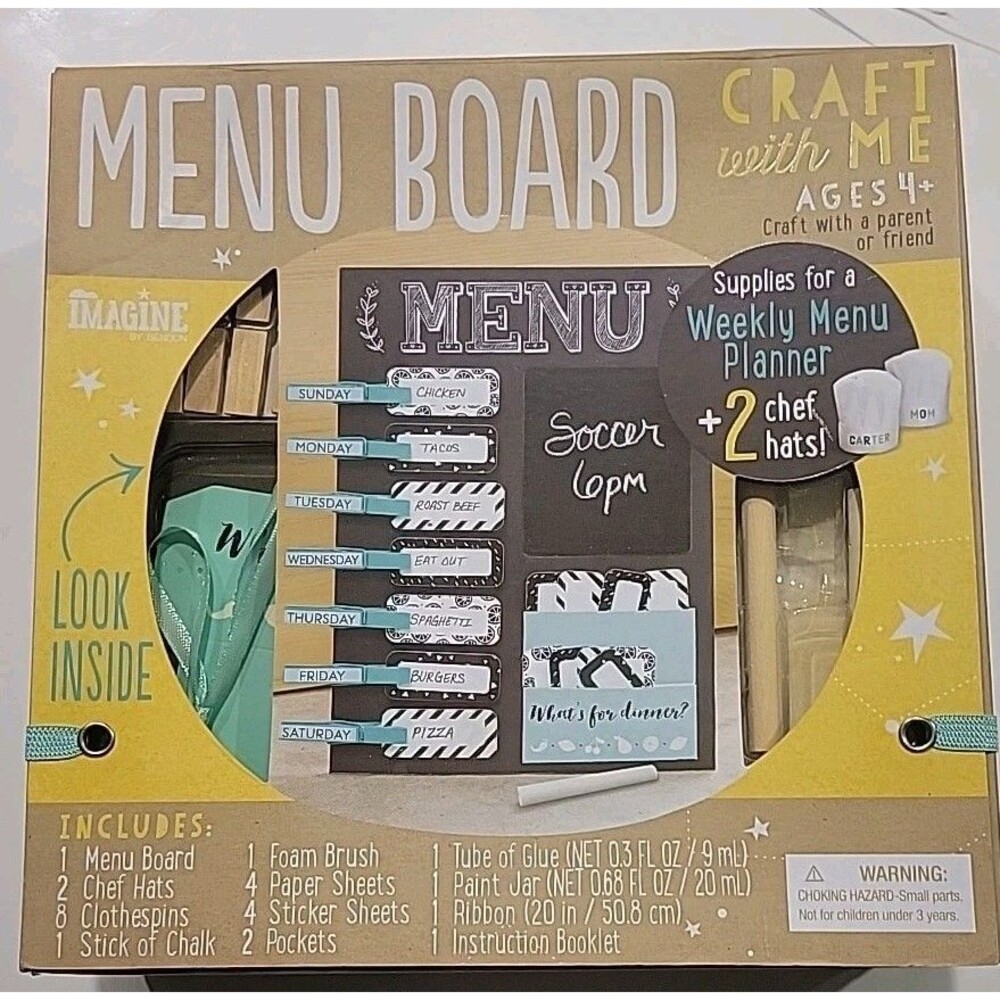 Craft With Me Menu Board Supplies for Weekly Menu Planner 2 Chef Hats NEW B6
